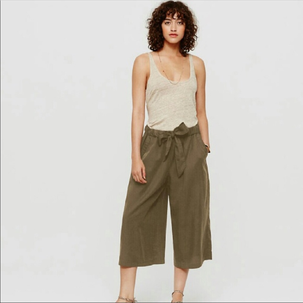 Lou & grey olive wide leg Drapey tie culottes m
